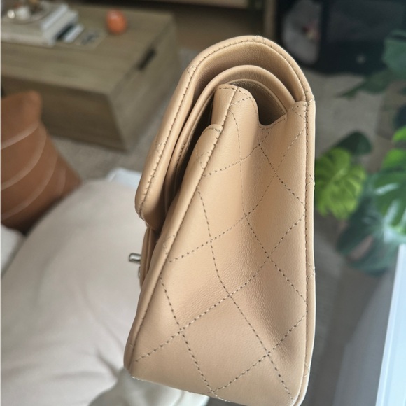 Chanel Small Classic Double Flap Beige Clair Lambskin Silver Hardware - Picture 6 of 10